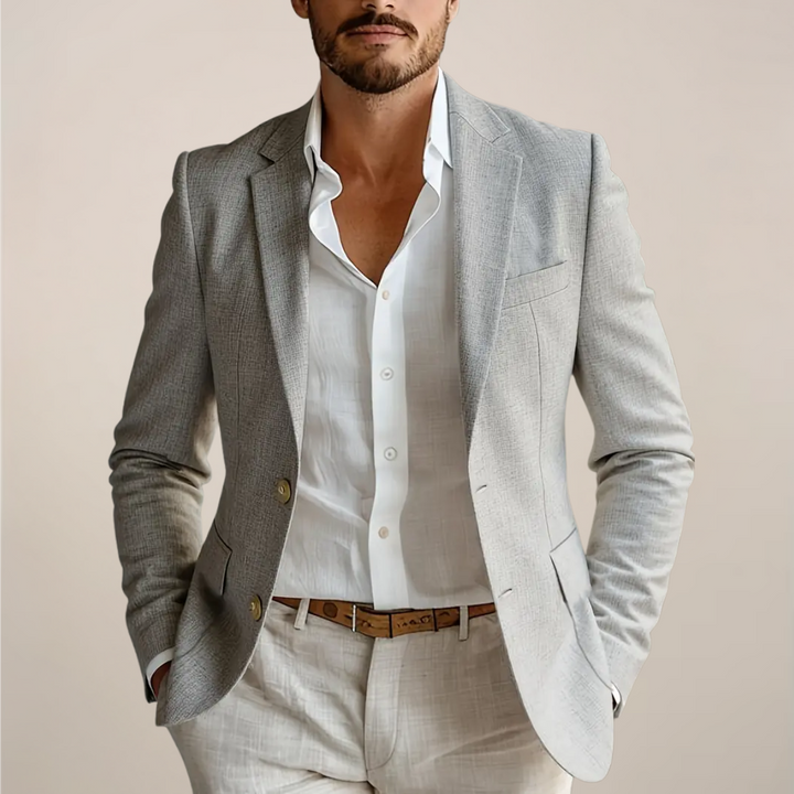 Elegant men's tailored two-piece suit. A versatile formal outfit for modern men, suitable for events or business.