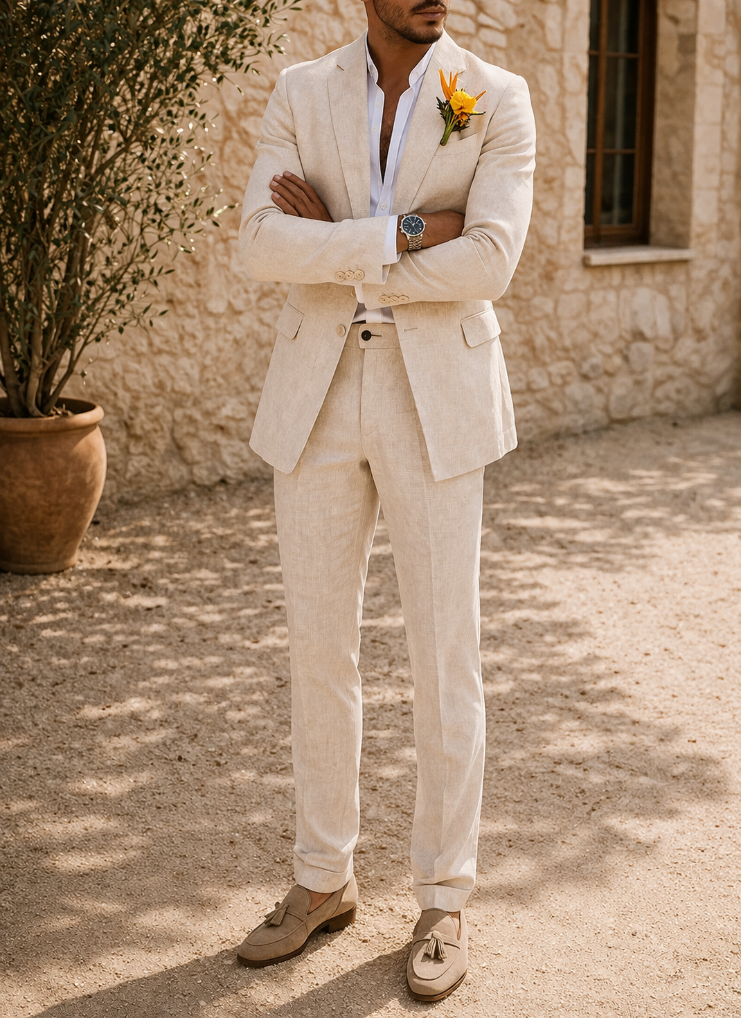 Elegant men's two-piece formal suit, ideal for weddings, parties & special events. Modern tailored fit.