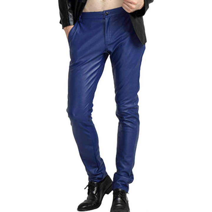 Urban style men's trousers, biker design, with a modern tapered and skinny fit.