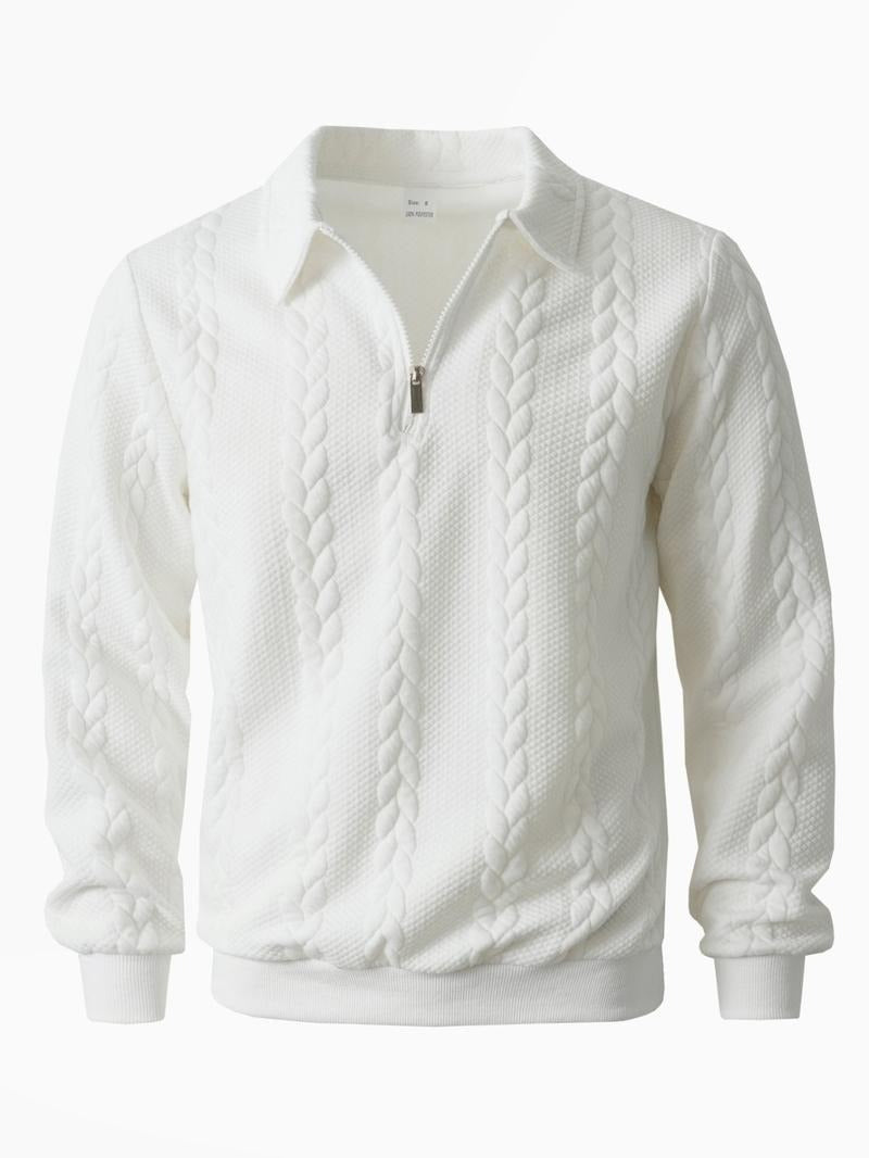 Comfortable men's long sleeve half-zip knit pullover, ideal for everyday casual wear.