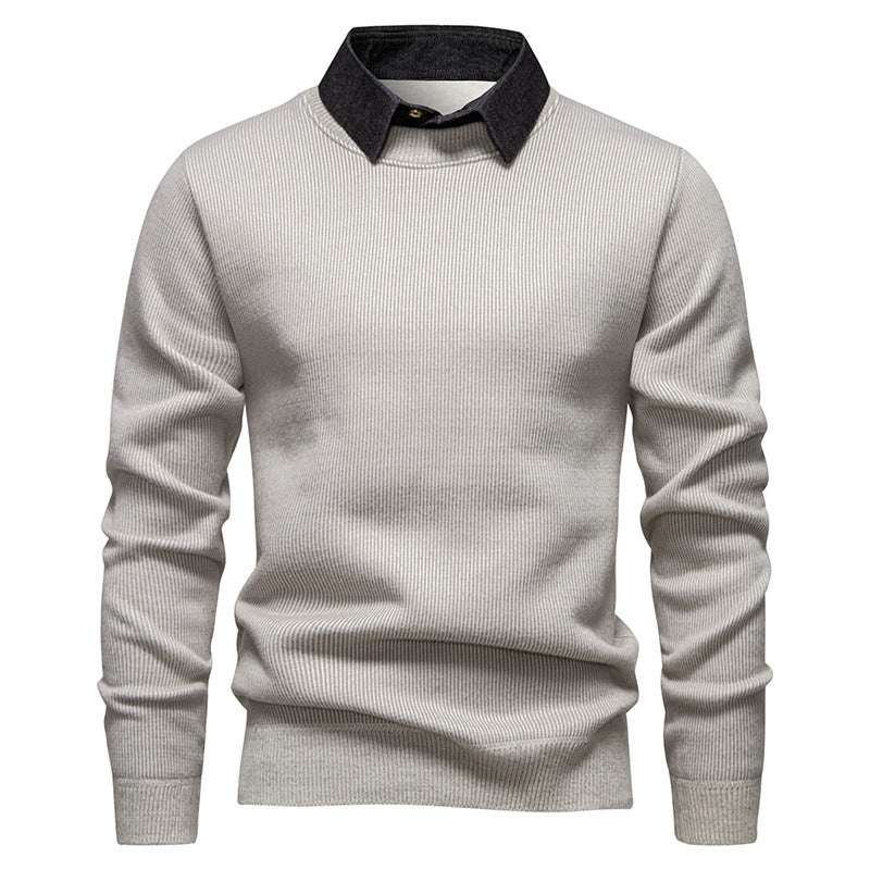 Comfortable men's long-sleeve textured knit sweater. Elegant, ideal for everyday wear, fall fashion, and winter comfort.