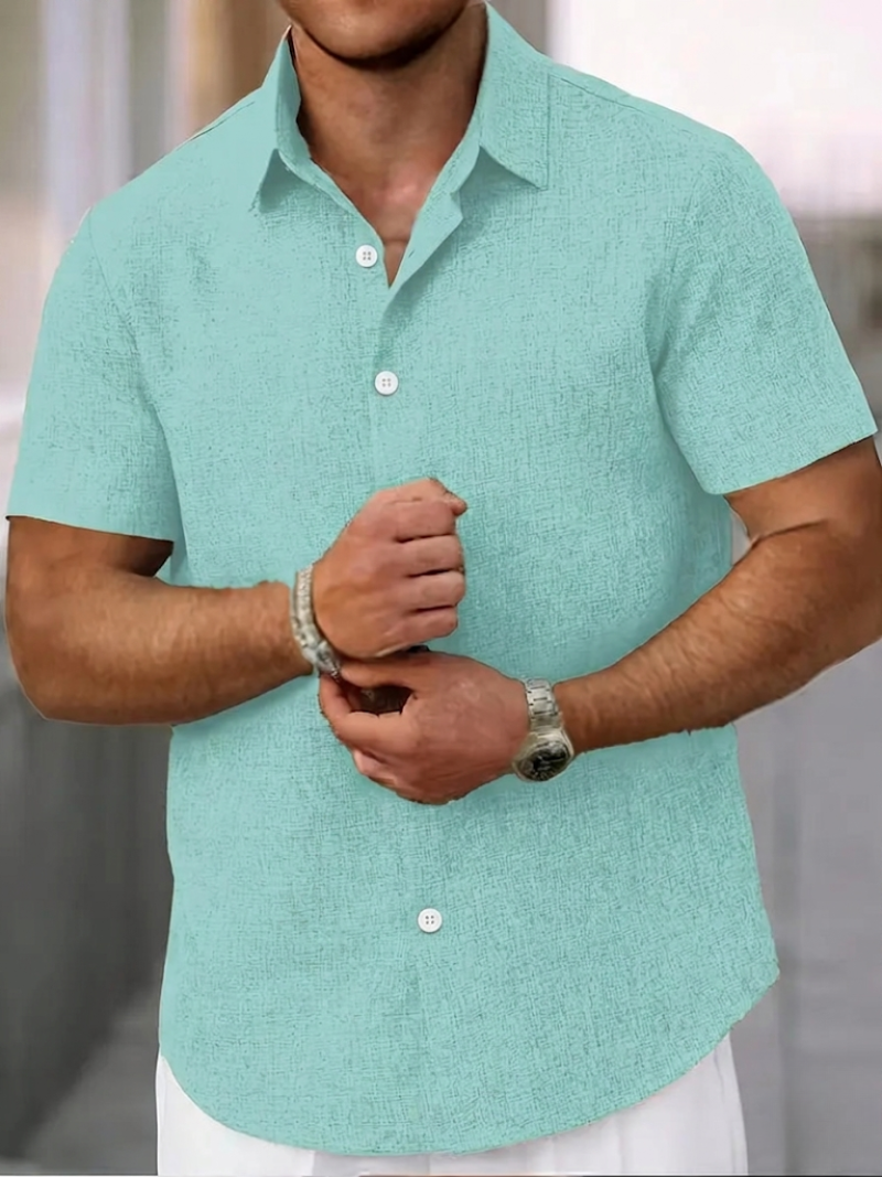 Premium men's short sleeve textured polo shirt, regular fit, and button-down. Elevate your men's summer fashion.