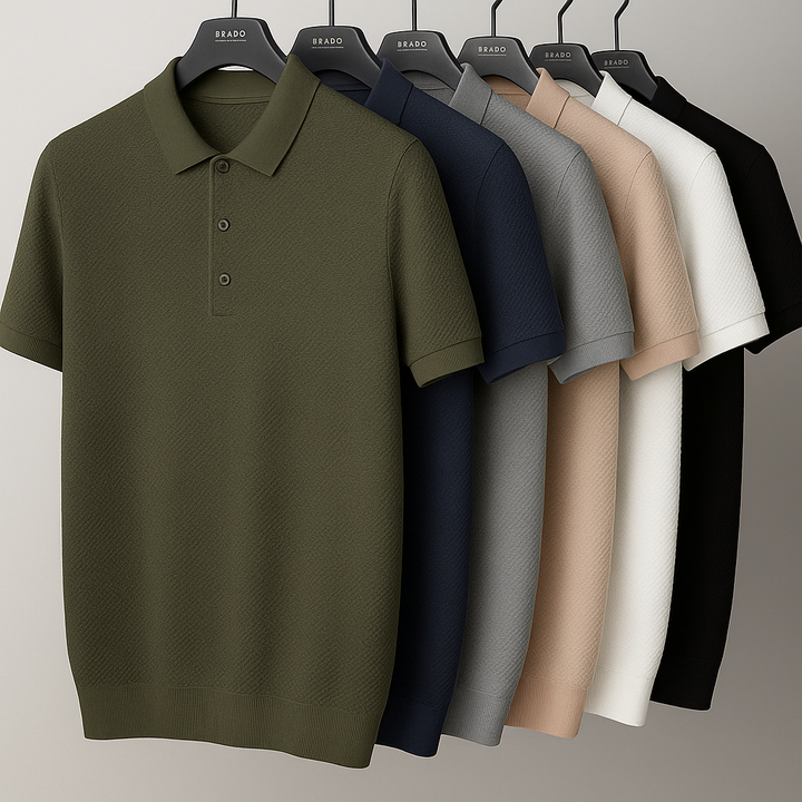 Men's comfortable short sleeve textured polo shirt, a classic choice for modern men's fashion.