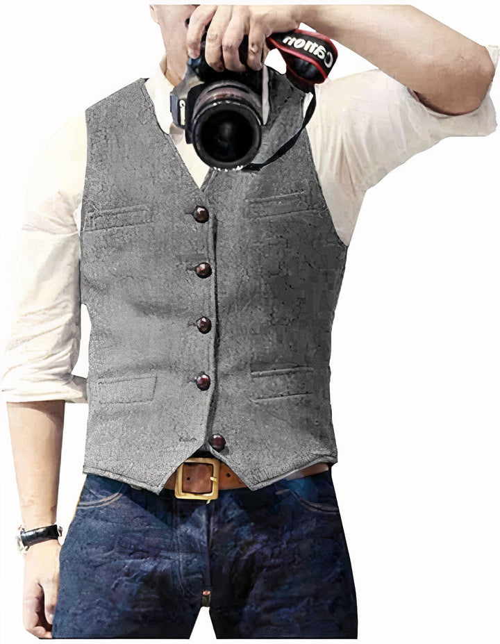 Smart casual men's tailored vest. A versatile layering piece for refined, modern men's fashion & everyday style.