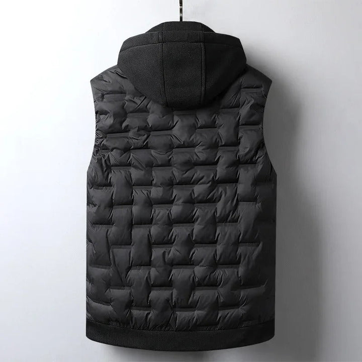Durable men's outdoor adventure vest. Thermal sleeveless jacket for hiking and winter layering.