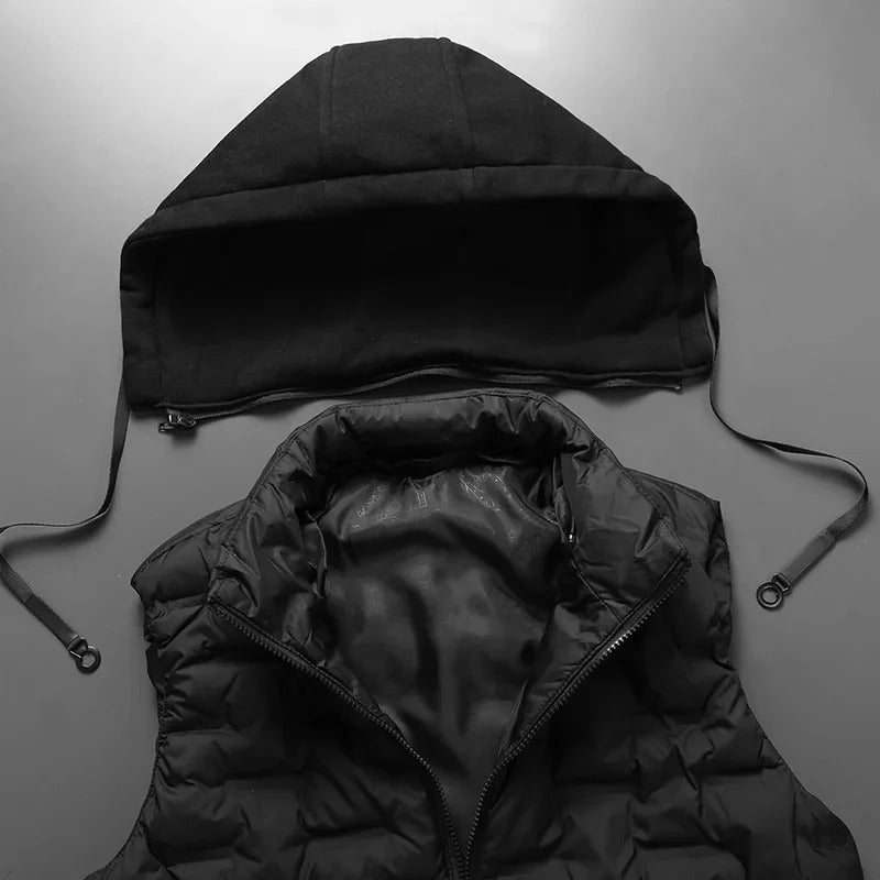 Warm men's thermal vest for ultimate cold weather comfort on trails. Essential winter adventure gear.