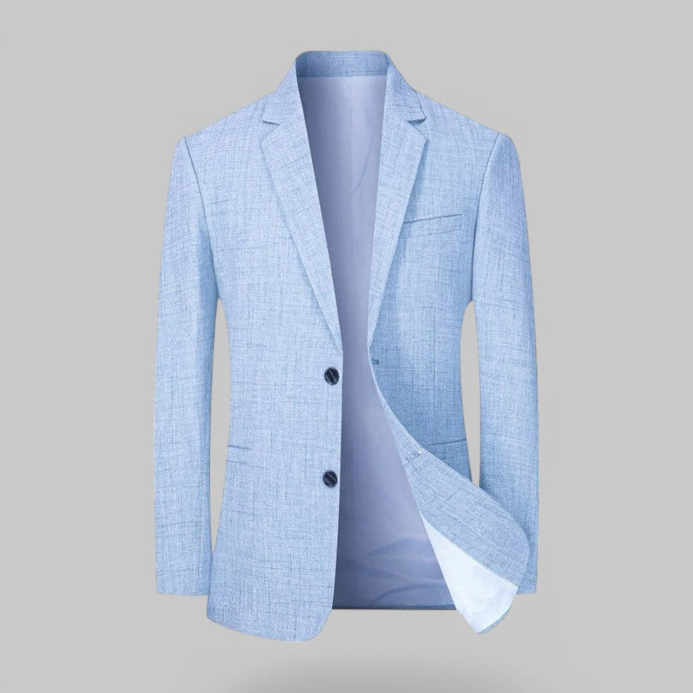 Versatile men's blazer, ideal for smart casual or formal events. Features a stylish two-button single-breasted design.