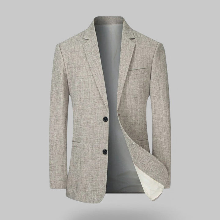 Stylish men's modern fit blazer, single-breasted and two-button, great for office wear or a sophisticated look.