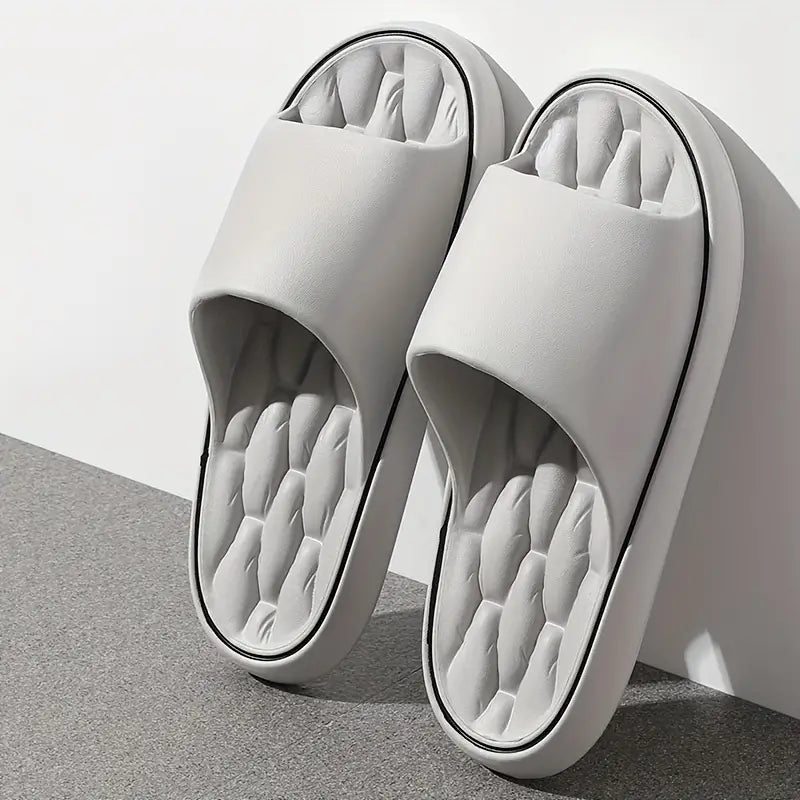 Stylish men's casual slip-on Pillow Slides. Ultra-comfortable summer sandals for beach, pool, shower, or walking.