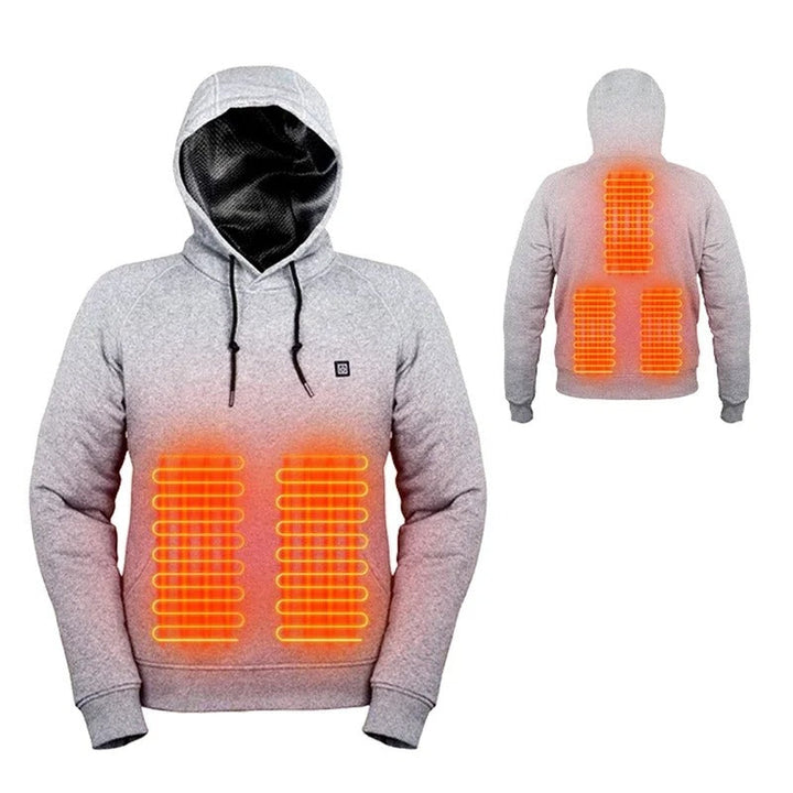 Warm men's lightweight heated hoodie, offering ultimate comfort and winter protection with USB power.
