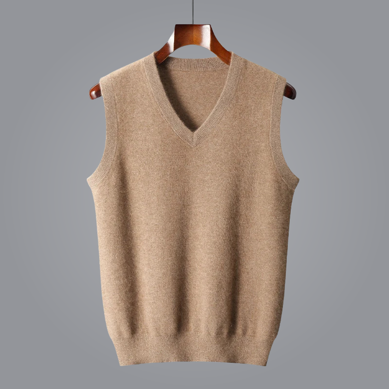 Men's V-neck knit vest for smart casual layering. Essential men's fashion apparel.