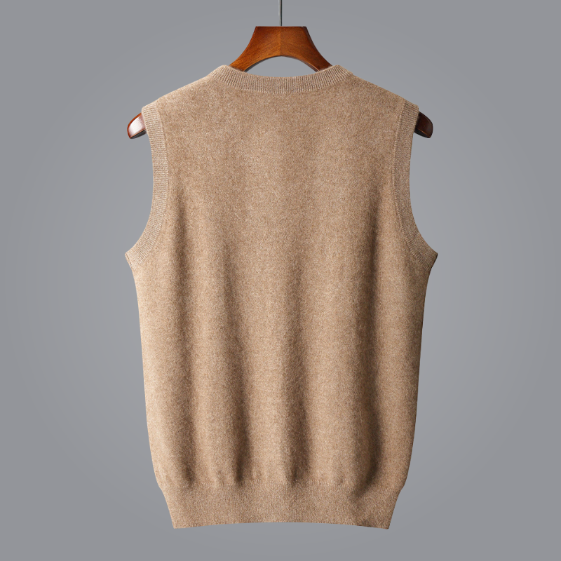 Versatile men's knit V-neck vest, perfect for business casual, office, or everyday smart casual wear.