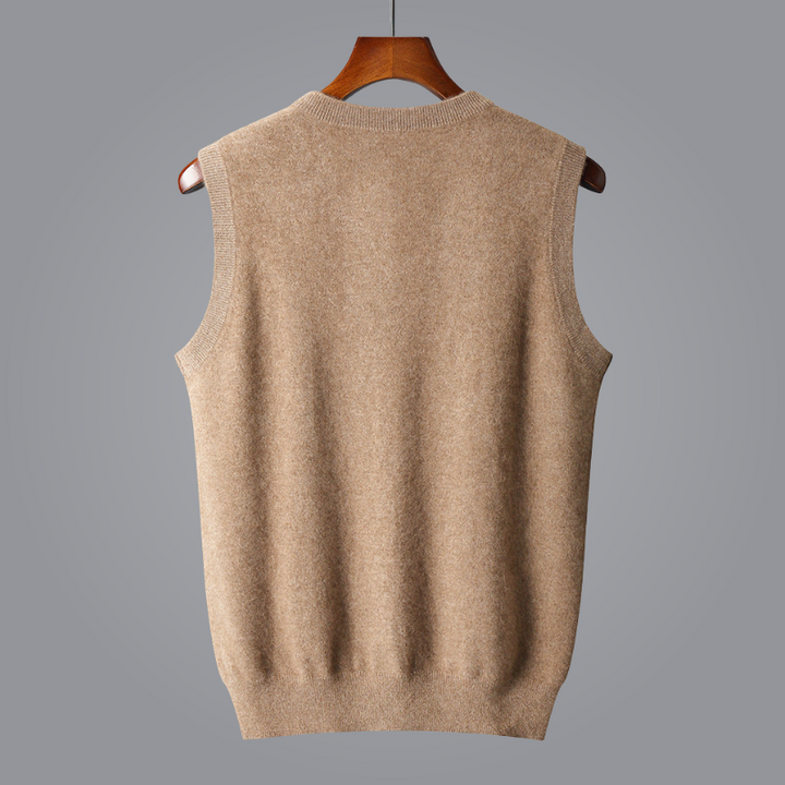 Versatile men's knit V-neck vest, perfect for business casual, office, or everyday smart casual wear.