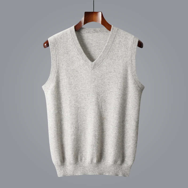 Classic men's V-neck knit vest for effortless smart casual outfits. Ideal for layering menswear.