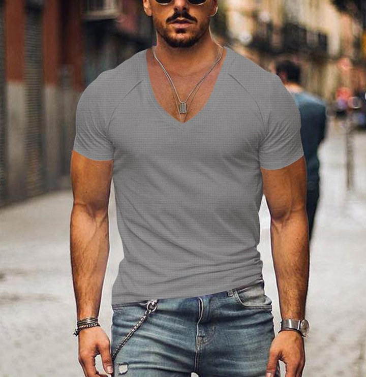Comfortable men's V-neck t-shirt, perfect for everyday casual wear & a stylish basic look.