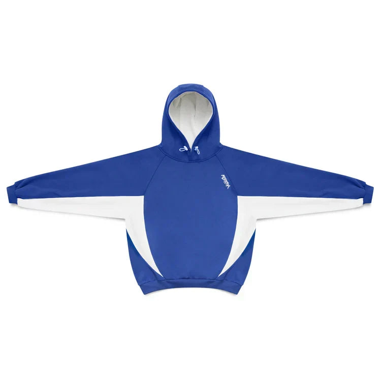 Bold Velden men's oversized hoodie with striking sporty contrast panels. A contemporary take on casual wear.