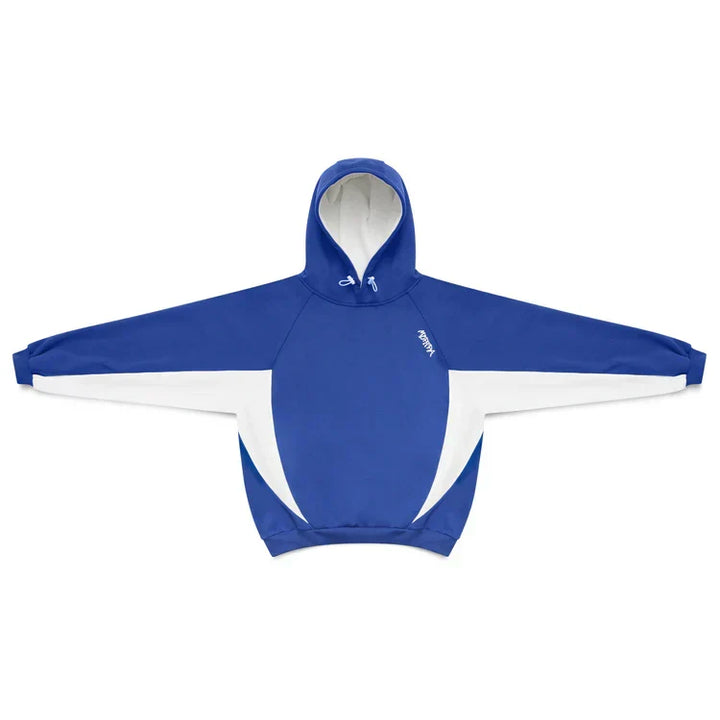 Bold Velden men's oversized hoodie with striking sporty contrast panels. A contemporary take on casual wear.