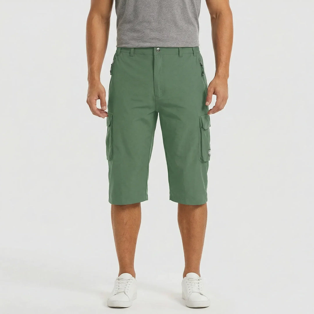 Practical men's cargo shorts, designed with convenient side pockets for activewear & summer casual style.