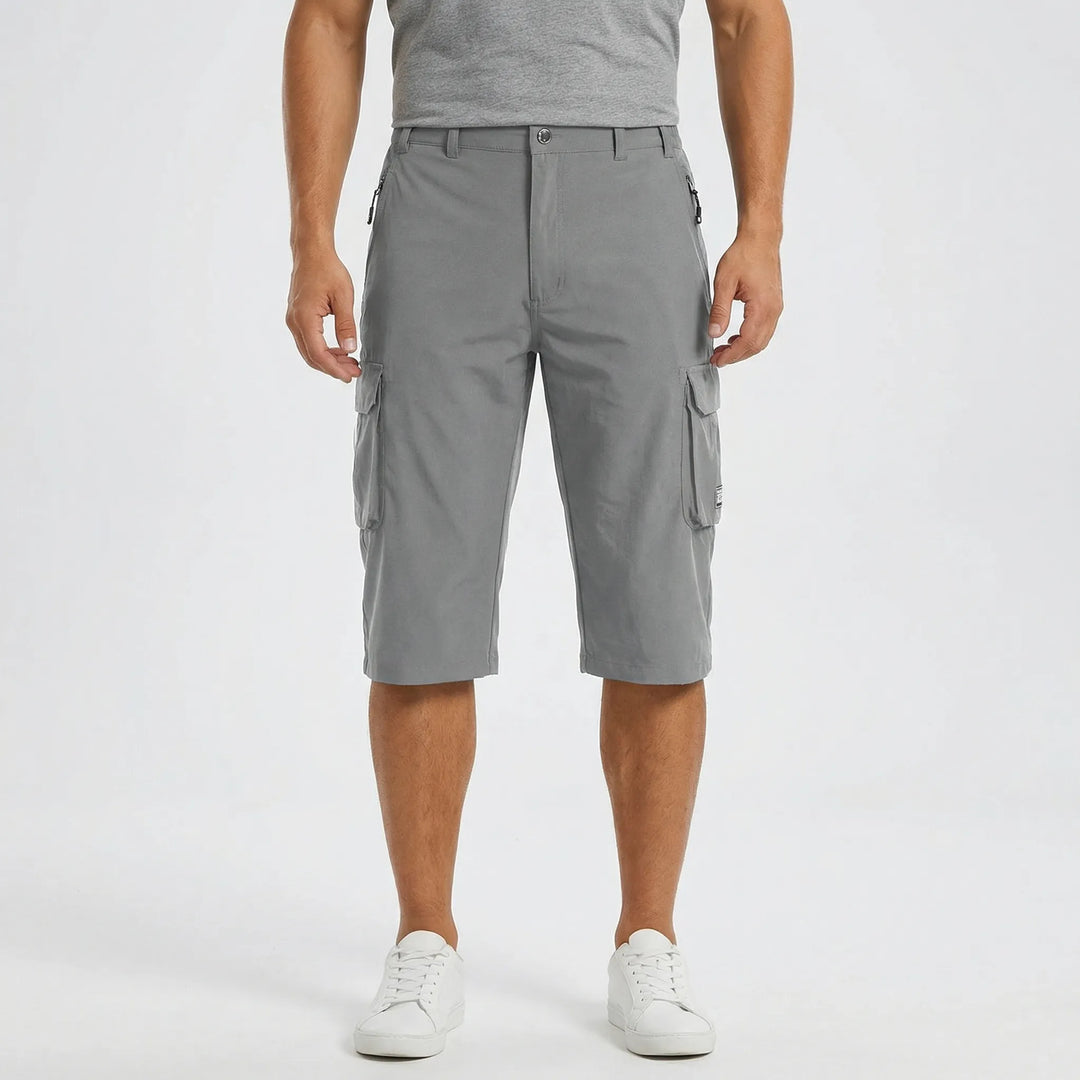 Lightweight men's summer shorts, cargo design with ample side pockets, comfortable for daily casual wear.