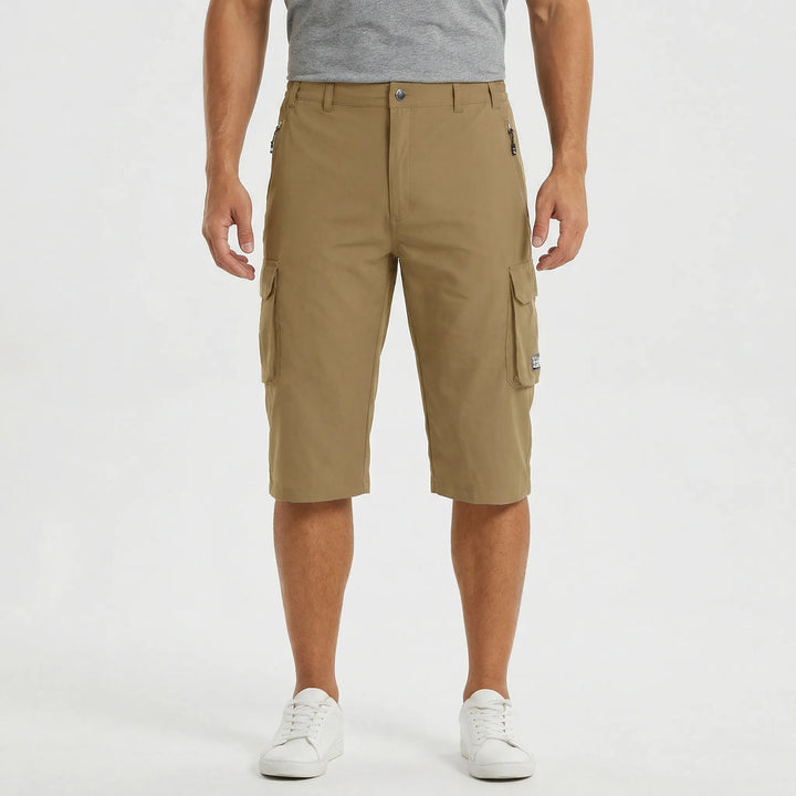 Quick-dry men's activewear shorts, cargo style with functional pockets, perfect for summer outdoor fun.