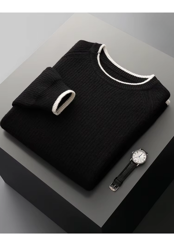 Everyday style men's crew neck jumper with a subtle ribbed texture.