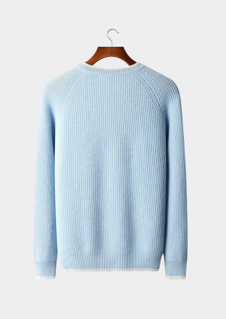 Classic men's crew neck jumper, a wardrobe essential for any season.