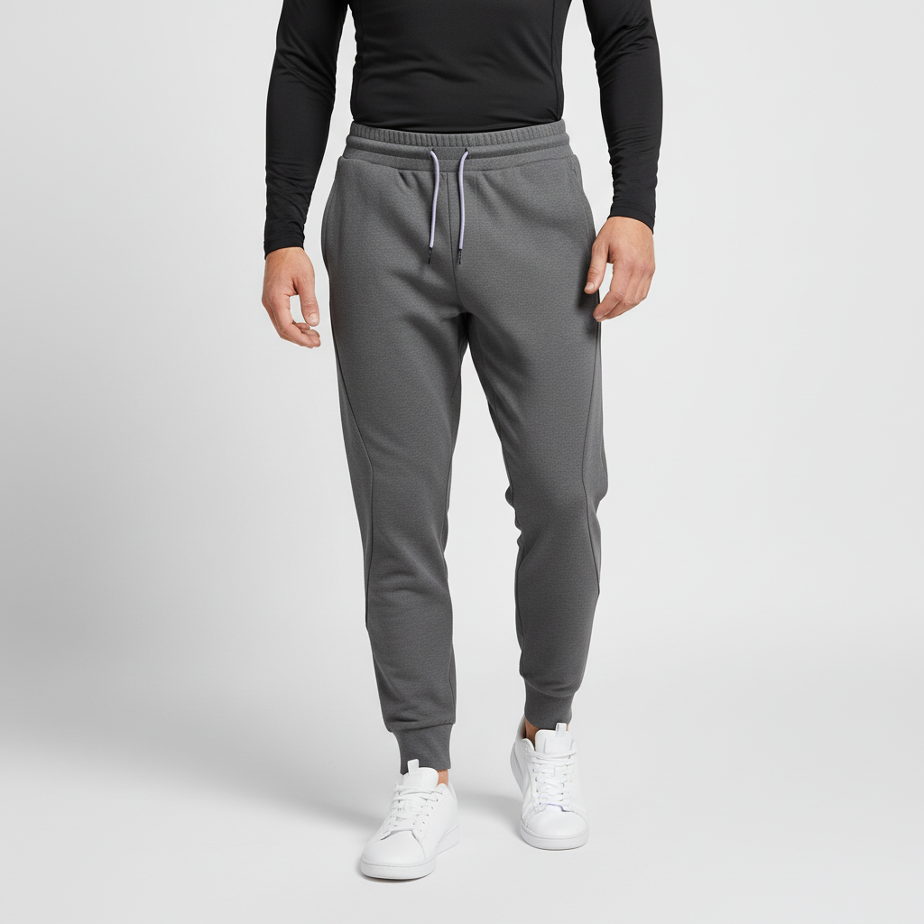 Men's versatile elastic-waist joggers for activewear, lounging, or casual style. Comfortable fit.