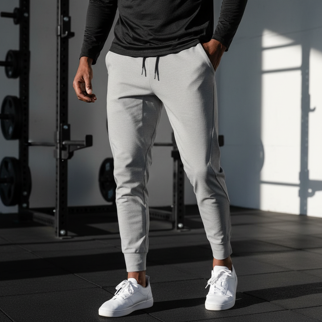 Terrence men's athletic joggers with elastic waist. Perfect casual pants for comfort, movement & sportswear.