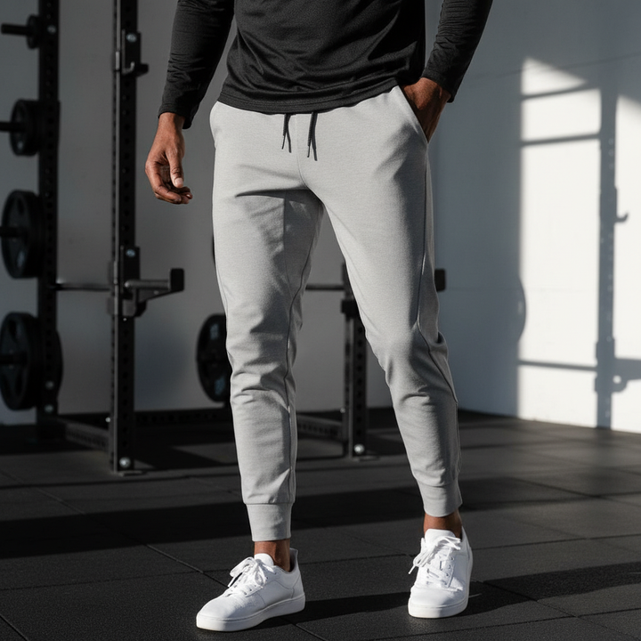 Terrence men's athletic joggers with elastic waist. Perfect casual pants for comfort, movement & sportswear.