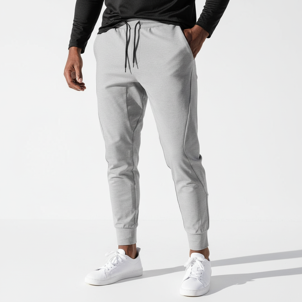 Comfortable men's workout joggers. Elastic waist activewear pants for gym, running, or relaxed lounge wear.