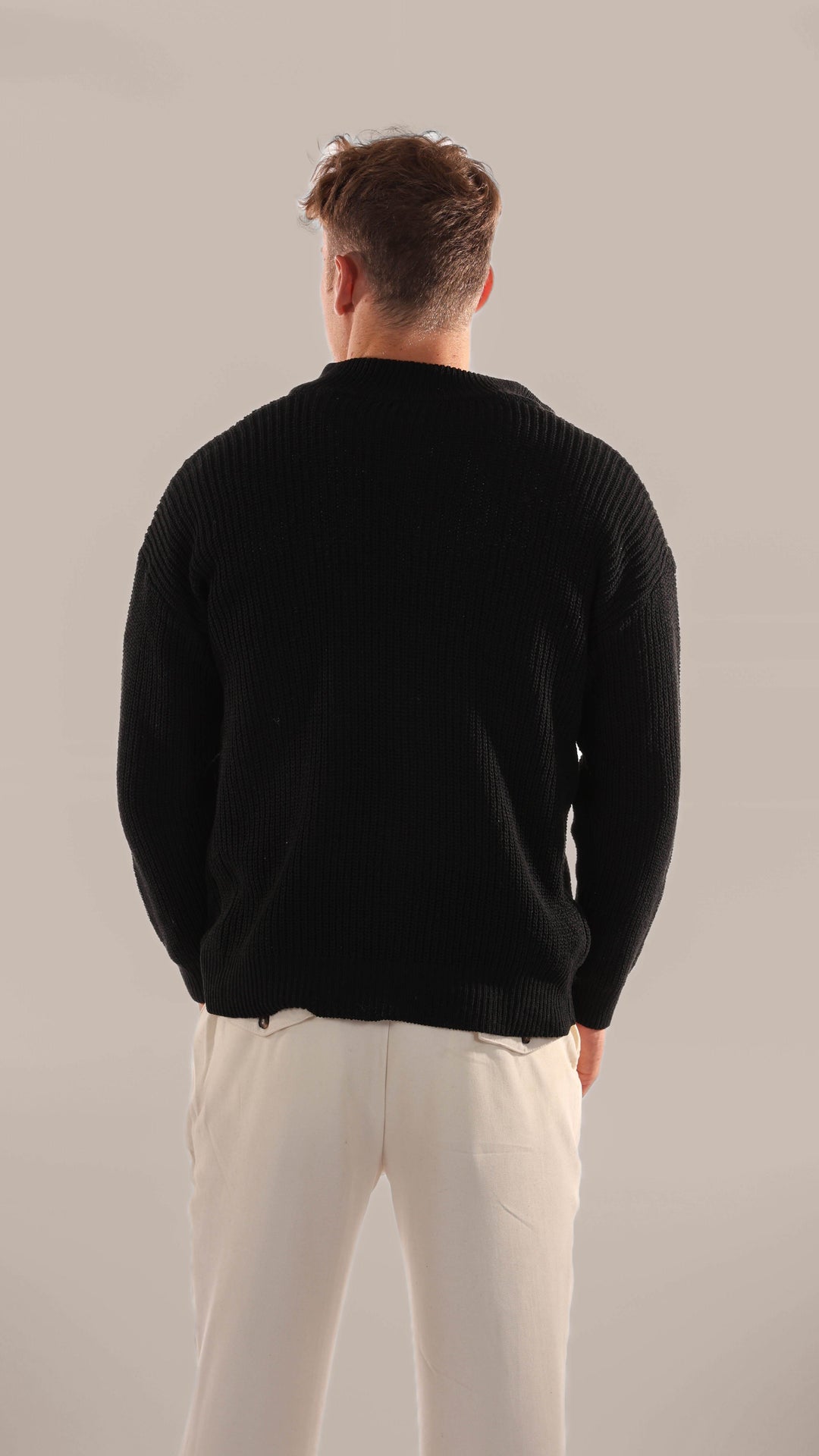 Comfortable men's half-zip sweater, ideal for smart casual wear & layering. Essential winter fashion pullover.