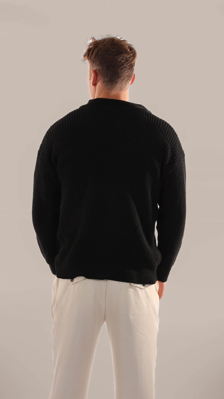 Comfortable men's half-zip sweater, ideal for smart casual wear & layering. Essential winter fashion pullover.