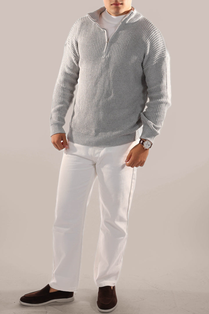 Men's half-zip jumper for smart casual occasions. Comfortable everyday layering sweater & winter pullover.