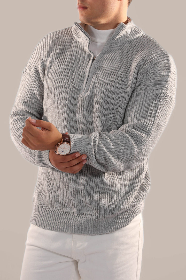 Warm men's half-zip sweater, perfect for winter wear. A stylish & versatile pullover for everyday men's fashion.
