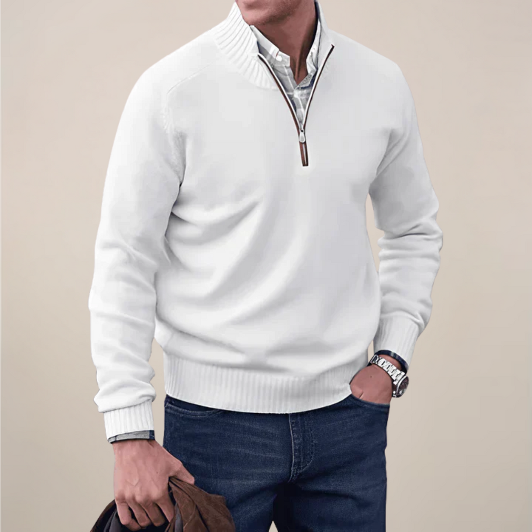 Men's fashion half-zip sweater for smart casual style. Versatile cardigan offering all-season comfort.