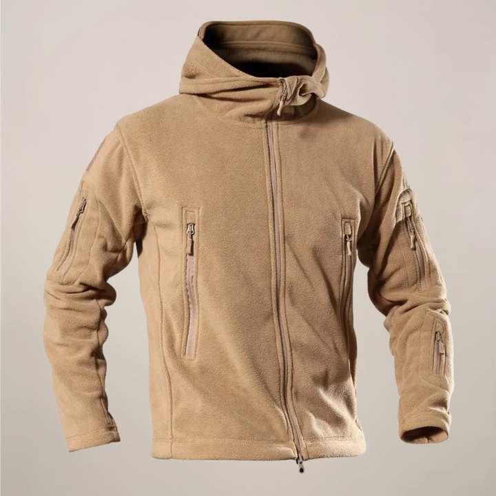 Stylish men's hooded zip-up jacket for autumn. Water-resistant, lightweight, offering comfort for outdoor activities.