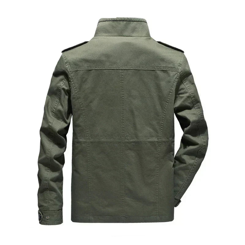 Men's versatile Olivier cargo jacket, perfect for fall and spring weather. Casual, multi-pocket utility outerwear.