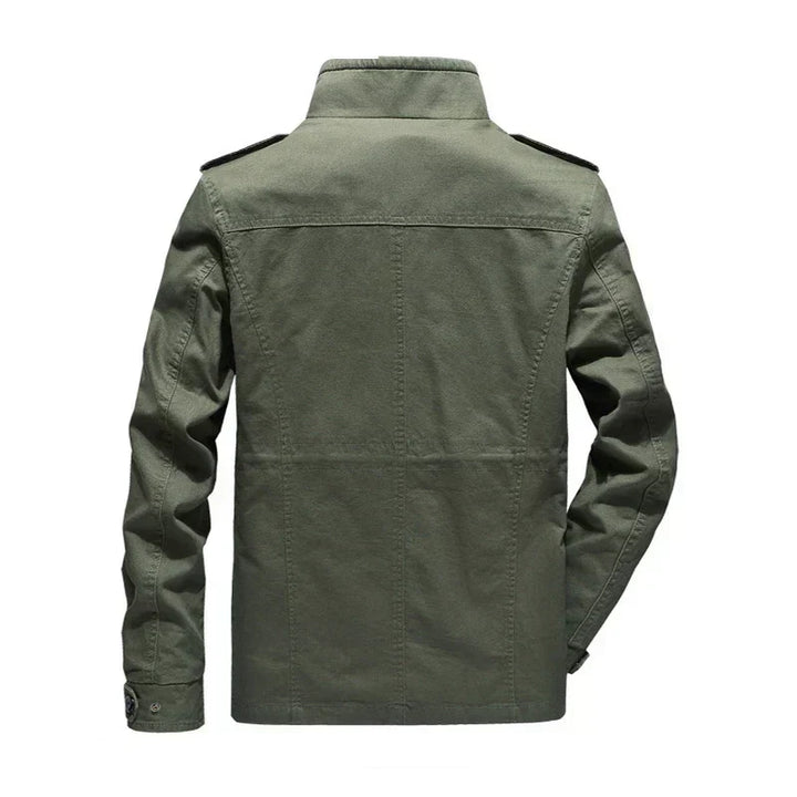 Men's versatile Olivier cargo jacket, perfect for fall and spring weather. Casual, multi-pocket utility outerwear.