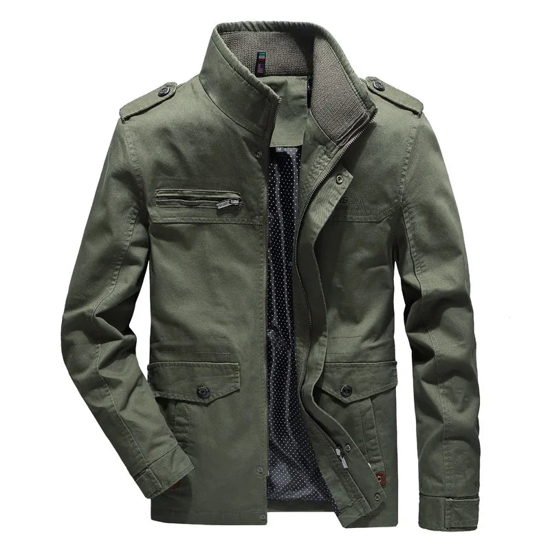 Fashionable men's fall/spring cargo jacket, Olivier design. Versatile casual outerwear for modern everyday style.