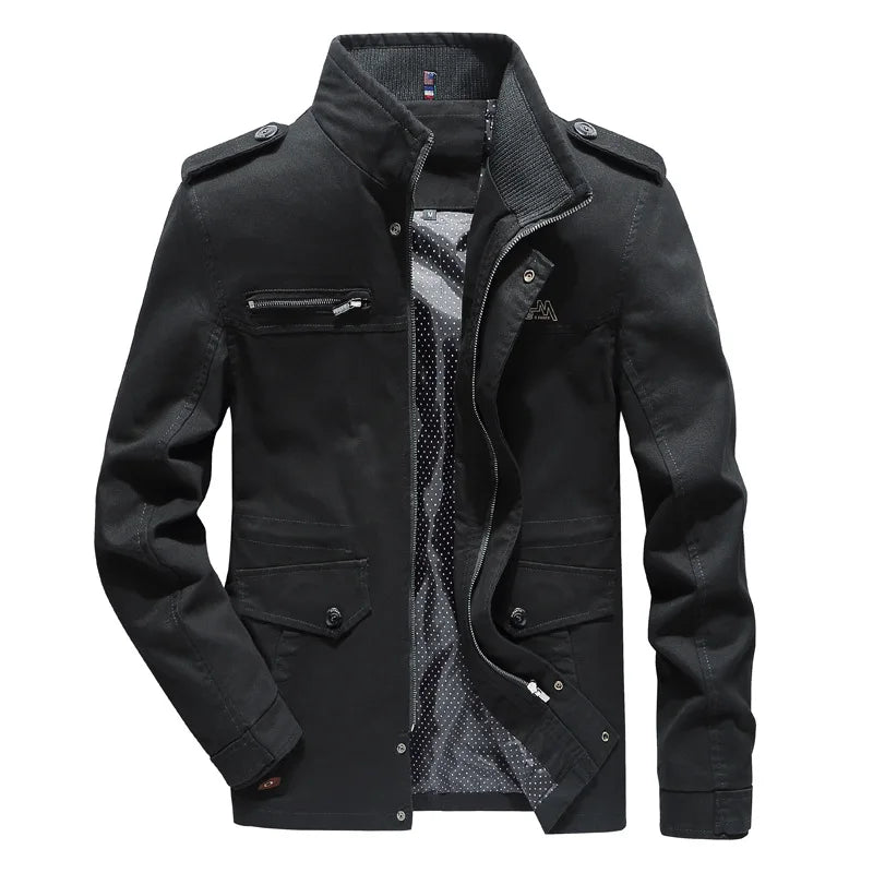 Lightweight & comfortable men's Olivier cargo jacket. Versatile outerwear, great for outdoor fall & spring casual wear.