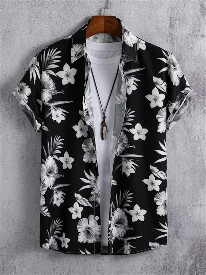 Lorenzo men's collared short-sleeve floral print shirt, ideal for stylish summer outfits.