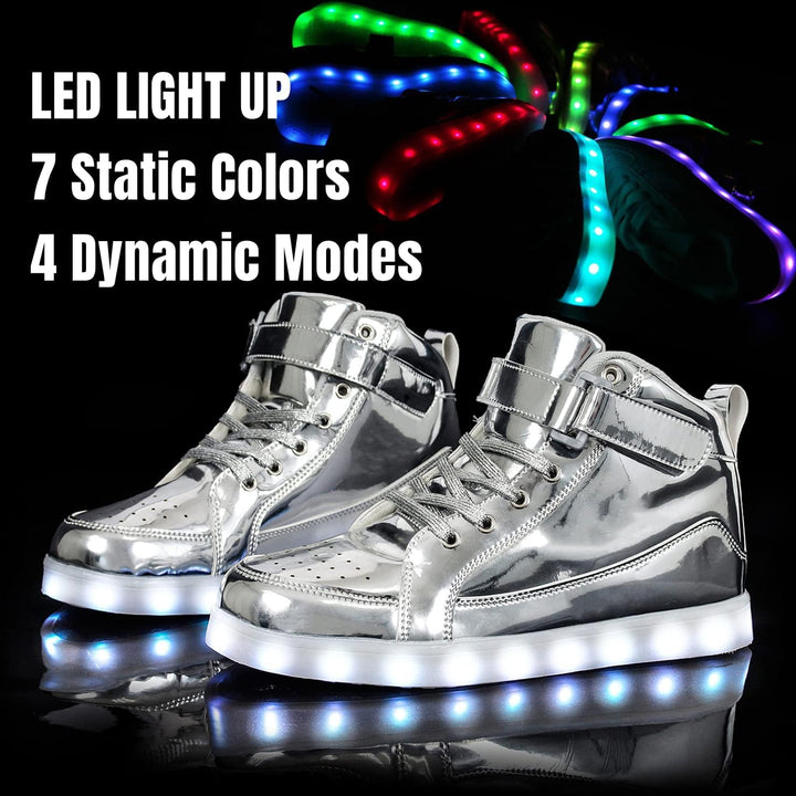 Unique men's light-up footwear. Vibrant LED sneakers, perfect for trendy looks.