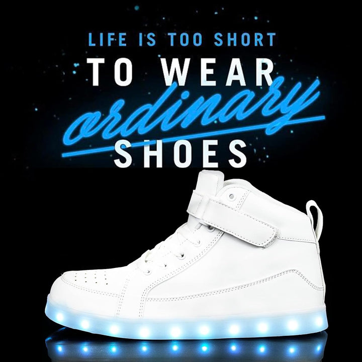 Unique men's LED casual shoes. Glowing rechargeable sneakers for vibrant style.