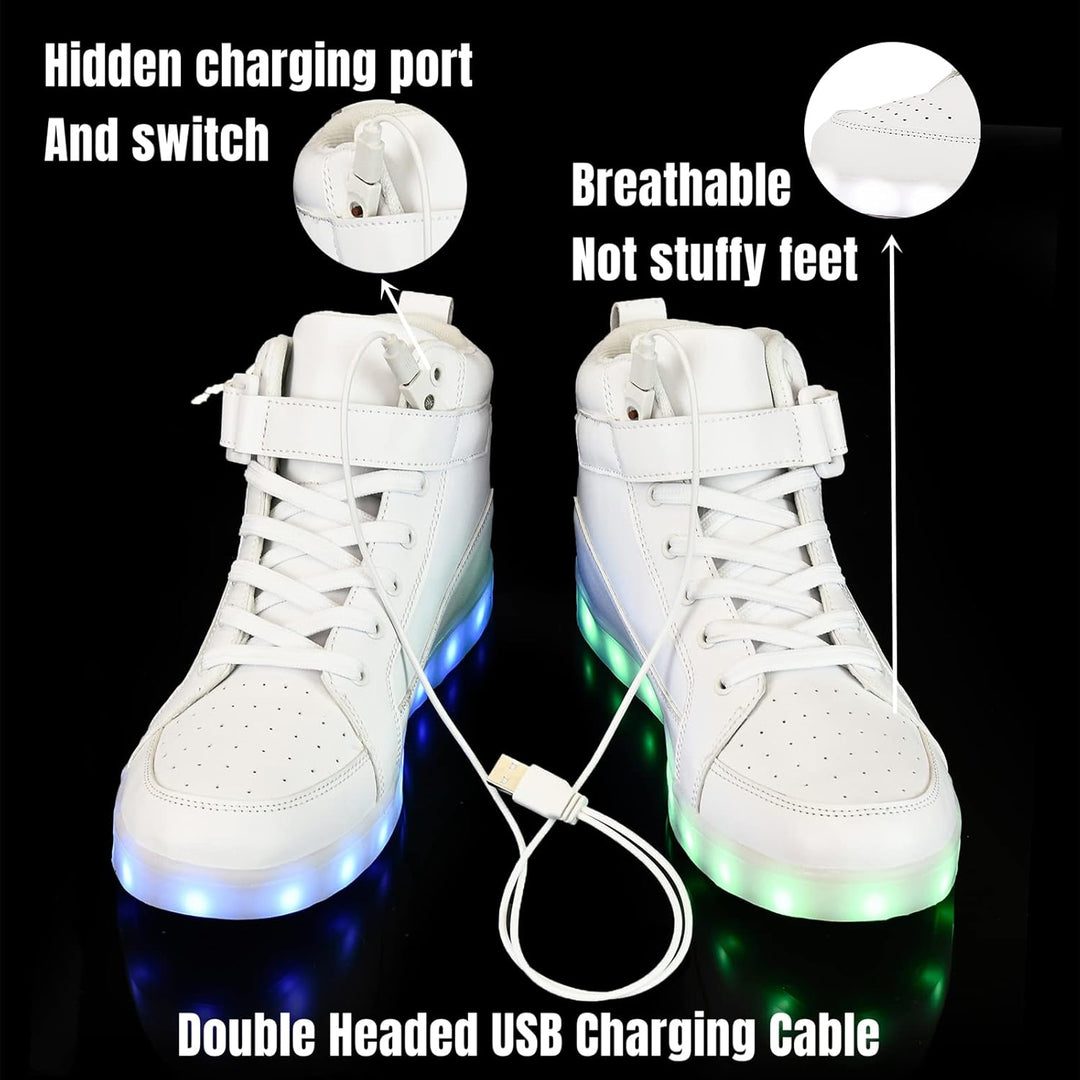 Men's glowing festival shoes. Vibrant LED light-up sneakers, USB rechargeable.