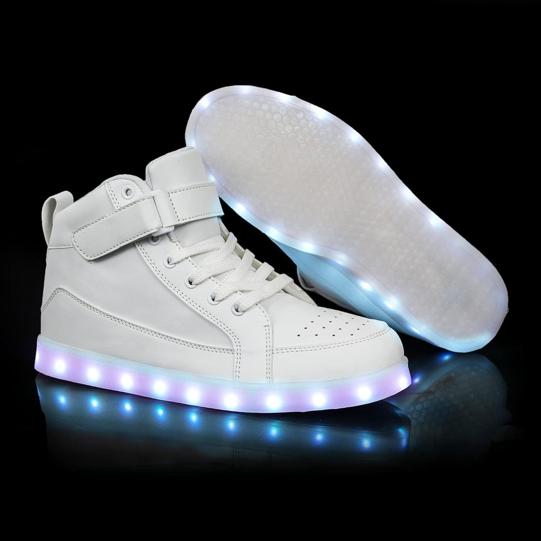 Trendy men's rechargeable LED fashion sneakers. Light-up shoes for unique style.