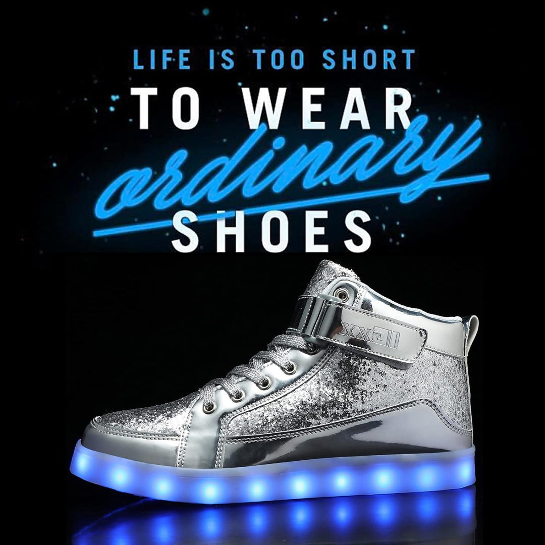Men's party LED light-up shoes. Trendy glowing sneakers, USB rechargeable.