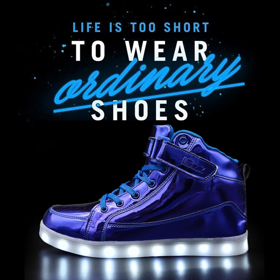 Men's unique light-up sneakers. Vibrant rechargeable LED shoes for casual wear.