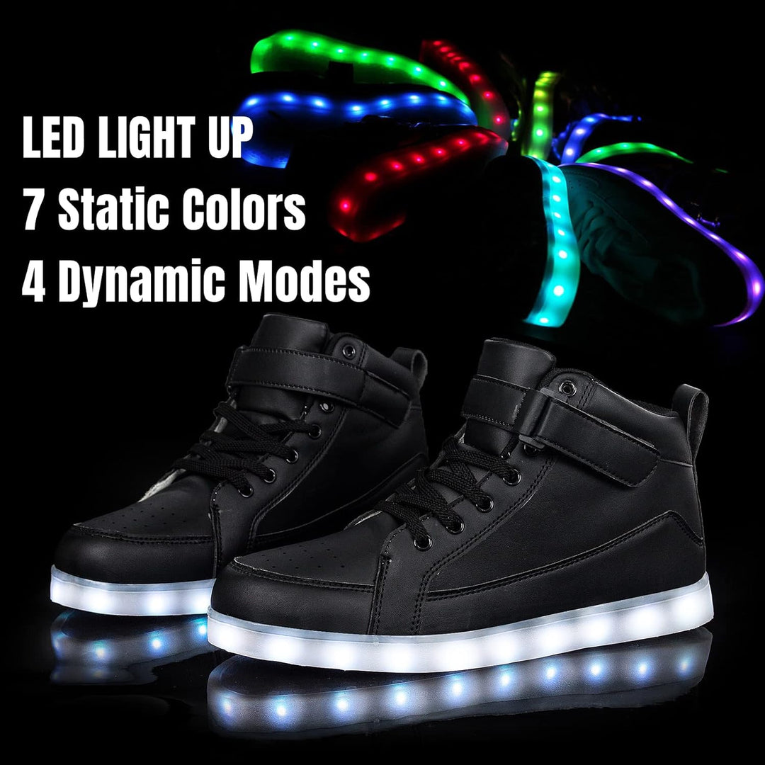Men's party & festival LED sneakers. Rechargeable glowing light-up footwear.