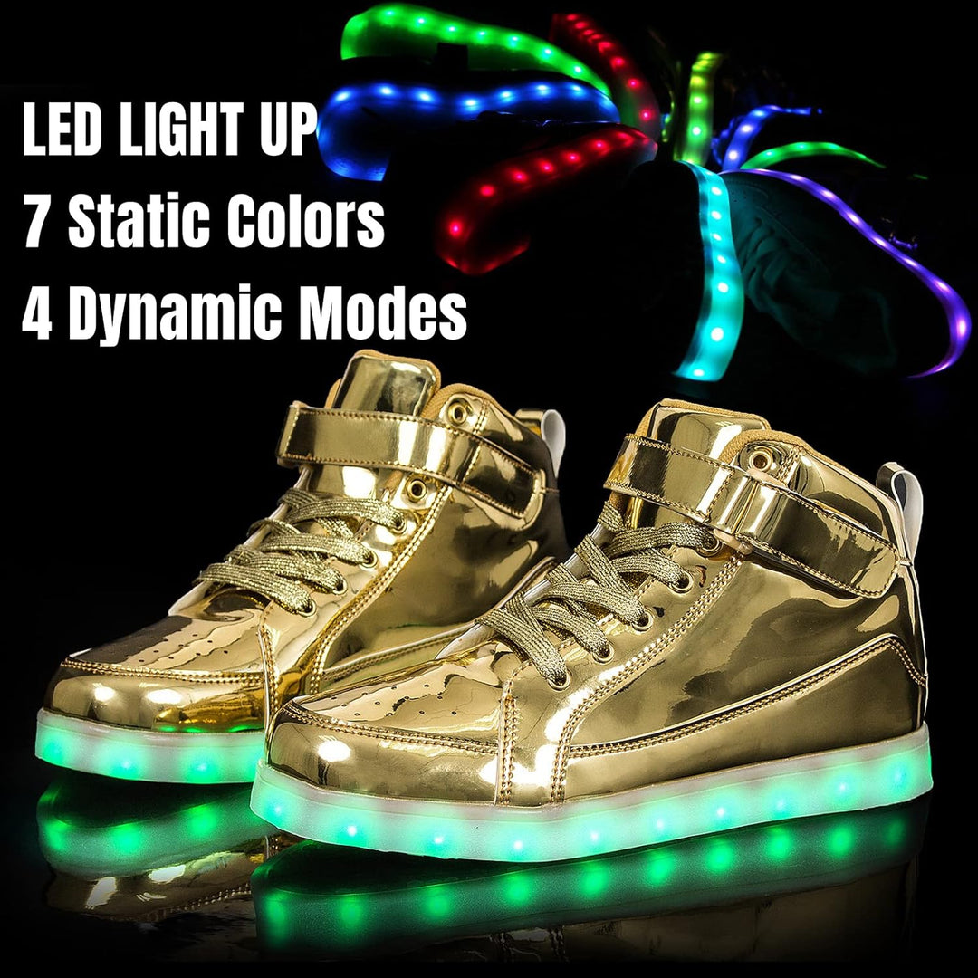 Men's LED sneakers. Fashionable glowing shoes, USB rechargeable for parties.
