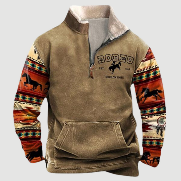 Classic men's vintage fleece sweater, full zip, ideal for winter warmth & casual layering.
